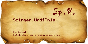 Szinger Uránia névjegykártya
